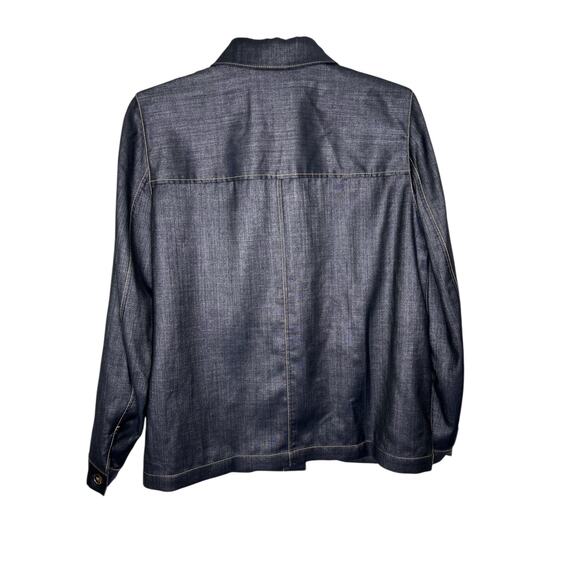 Lafayette 148 Esmeralda Dark Blue Denim Jacket Wool Lyocell Patch Pockets Small - Picture 5 of 9